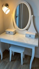 Schreibtisch / Frisiertisch mit Spiegel, weiß, 100x50 cm