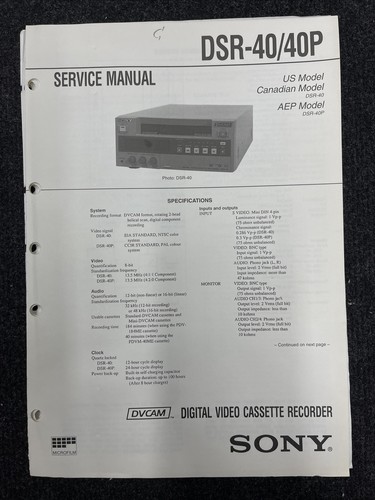 Sony dsr 40p - minidv, original