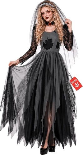Schwarzes zombie braut - schwarzes, kostüm