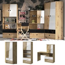 Jugendzimmer Kinderzimmer komplett NEO Set A weiß eiche Schrank Schreibtisch