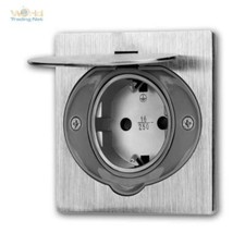 Einbau-Steckdose Edelstahl, IP44 mit Deckel, passt in UP Schalterdose unterputz