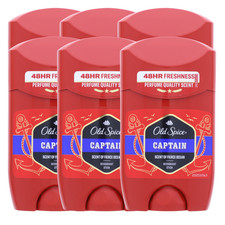 6 x Old Spice Captain Deostick für Männer je 50ml 0% Aluminium Salze 48H Schutz