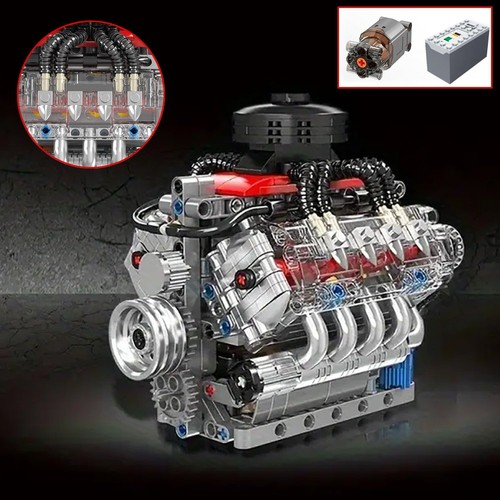 487pcs engine bausteine - v8,