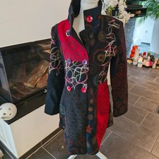 Toller Mantel Winterjacke dicker Mantel schwarz/bunt Gr. S/M