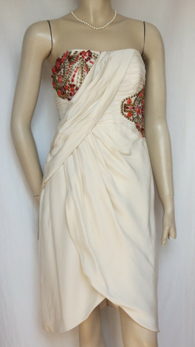 Seidenkleid ivory perlen - seidenkleid,