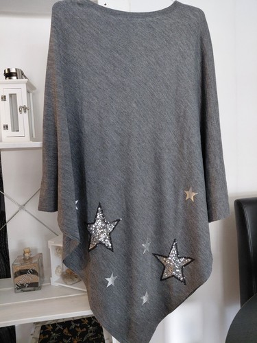 Leichter strickponcho sterne - strickponcho,