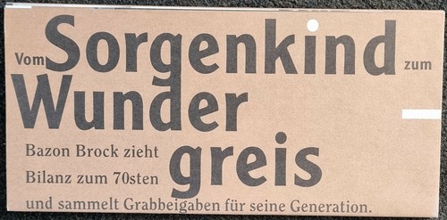 Bazon brock vom sorgenkind - vom,
