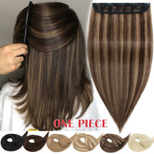 Ein Tressen Clip in 100% Remy Echthaar Extensions Haarverlängerung Gewellt Blond