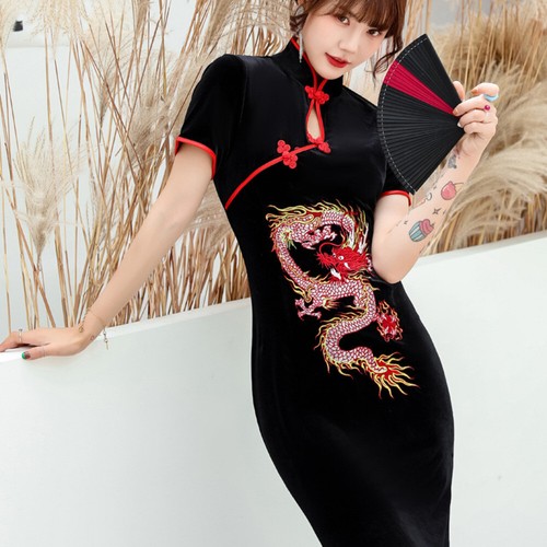 Damen samt cheongsam qipao - damen,