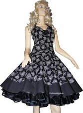 Schwarzes Kleid zum Petticoat mit Rosenblüten Gr 36