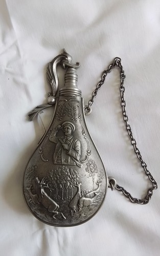 Zinnflasche mit jagdmotiv - mit,