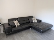 Couch Echtleder Schwarz L-Form