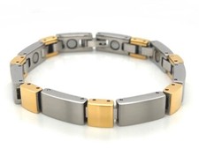 MAGNET ARMBAND AUS EDELSTAHL GELBVERGOLDET + SILBERFARBEN  SCHMUCKJAGD