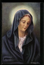Künstler-AK Madonna mit Heiligenschein 