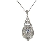Art Deco 950 Platin 585 Gold 0,20 ct Diamant Damen Collier!