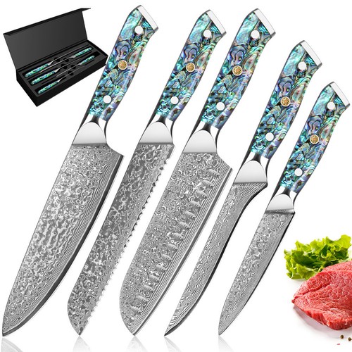 5teiliges damastmesser set - damastmesser,