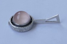 Designer Anhänger Modernist 835 Silber Rosenquarz Cabochon Vintage 70er pendant