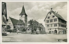 Ansichtskarte Baden-Württemberg (b240) Merklingen Kirche Rathaus Ansichtskarte: