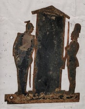 alte große Silhouette Schild Bodenfund 1Wk 2Wk Preußen Soldaten Wachhäuschen RAR