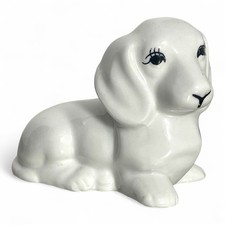Porzellan Dackel Figur Hund weiß ca. 10 cm hoch Vintage