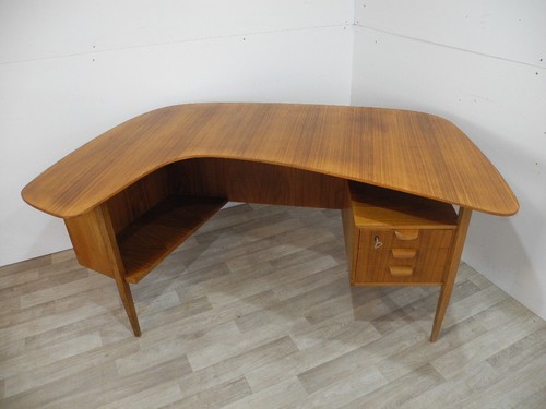Teak schreibtisch boomerang - schreibtisch,