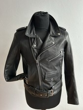 Zara Lederjacke Schwarz Biker Jacke Echt Leder Gr. L  Weich Top Zustand
