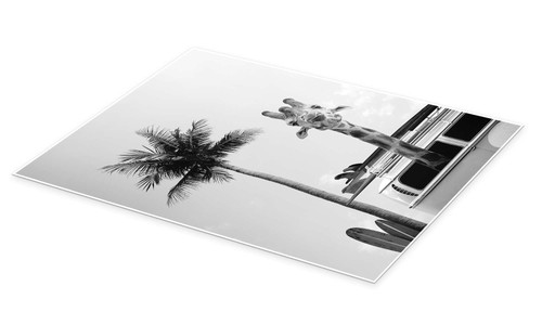 Poster giraffe surfer bus - poster,