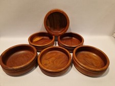D14-BD 6x TEAK HOLZ SCHALE SCHÜSSEL SNACKSCHALE OBSTSCHALE BOWL 15cm