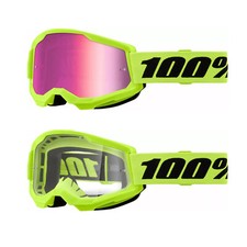 100 % Crossbrille Strata2 Neon Gelb EVO Gruppe Motocross Enduro Downhill MTB BMX