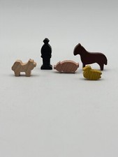 Holz Figuren Holzfiguren Bauern Pferde Egge Vintage Bauernhof