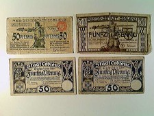Notgeld Stadt Coblenz, Koblenz, 4x 50 Pfennig, 1917/1919