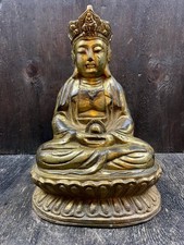 antike  Bronze Buddha Statue Kwan Yin Guan Yin restvergoldet China Tibet