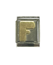 Nomination original BIG Modul F Charm Armband Edelstahl 18 Karat Gold Plate