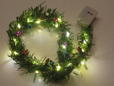 ⭐️Miniatur Tannengirlande m. Kugeln & Beleuchtung f. Puppenhaus & Puppenstube ⭐️