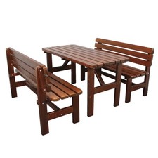 Gartengarnitur Holz mit Lehne Gartenmöbel Set Bierzeltgarnitur 150 cm