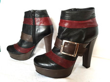 w.NEU ITALY VIVIAN 37 Echt Leder Schwarz Rot Pumps Heels Stiefel Plateau Da nS21