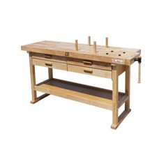 Holzmann Massivholz Hobelbank WB162L Ablagefach Schubladen Bankhaken Haltestäbe