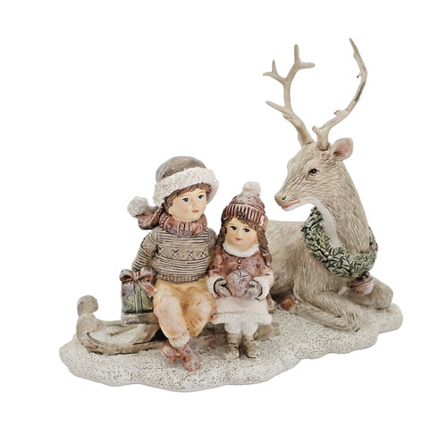 Deko hirsch winterkinder figur - deko,
