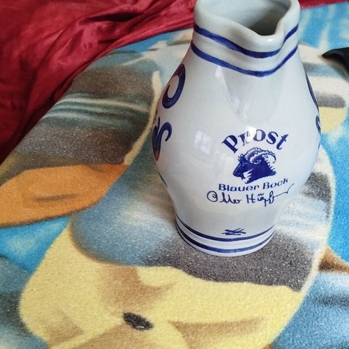 Keramik krug weiß - krug, weiß-blau