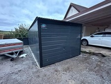 Blechgarage 3x4m  Pultdach Lager Metallgarage Grau Schwingtor Lieferung&Montage