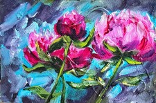 Peonies flowers oil painting