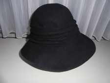 Vintage Cloche Hut Damen "Haus der Hüte Düsseldorf" Mayser Stumpen schwarz Gr 54