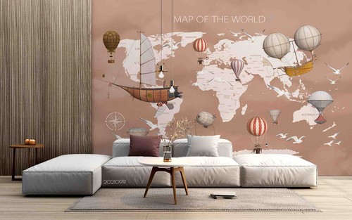 Weltkarte segelboot - 3d,