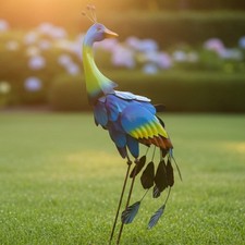 Pfau Gartenfigur blau Metall