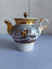 -~Porzellan Paris-~Teekanne-~Dekor winterliche Landschaft-~19 Jhd-~Handarbeit