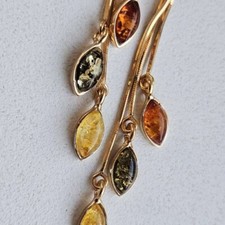Lange bernstein ohrringe gold