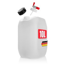 Wasserkanister 10L mit Auslaufhahn + Schraubdeckel naturweiß lebensmittelecht 