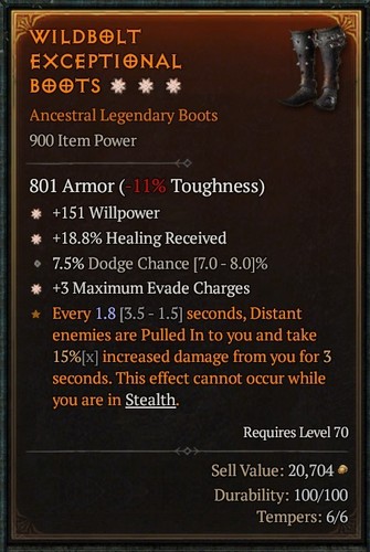Boots 2ga warlock evade - boots,