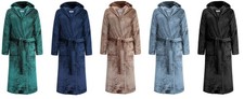GAUBERT Exklusiver Unisex Fleece Bademantel Morgenmantel mit Kapuze 8210