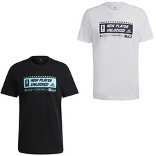 adidas T Shirt Herren Rundhals mit Motiv 100% Baumwolle schwarz weiss Männer